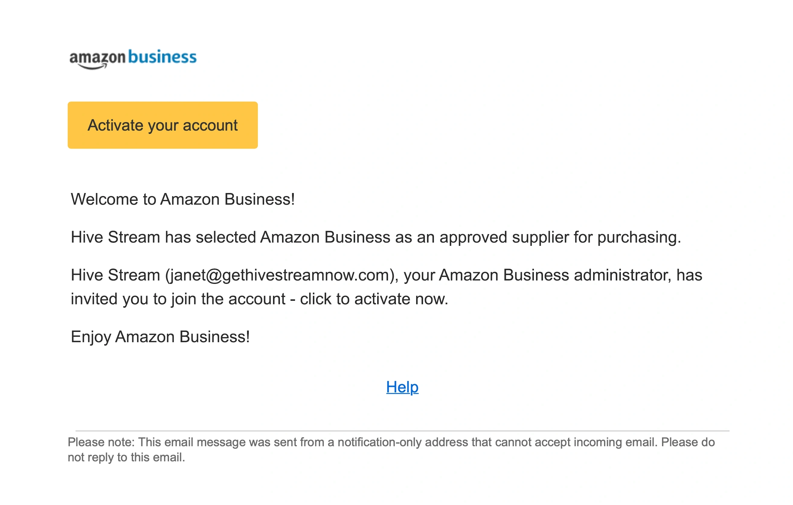 Amazon activation email