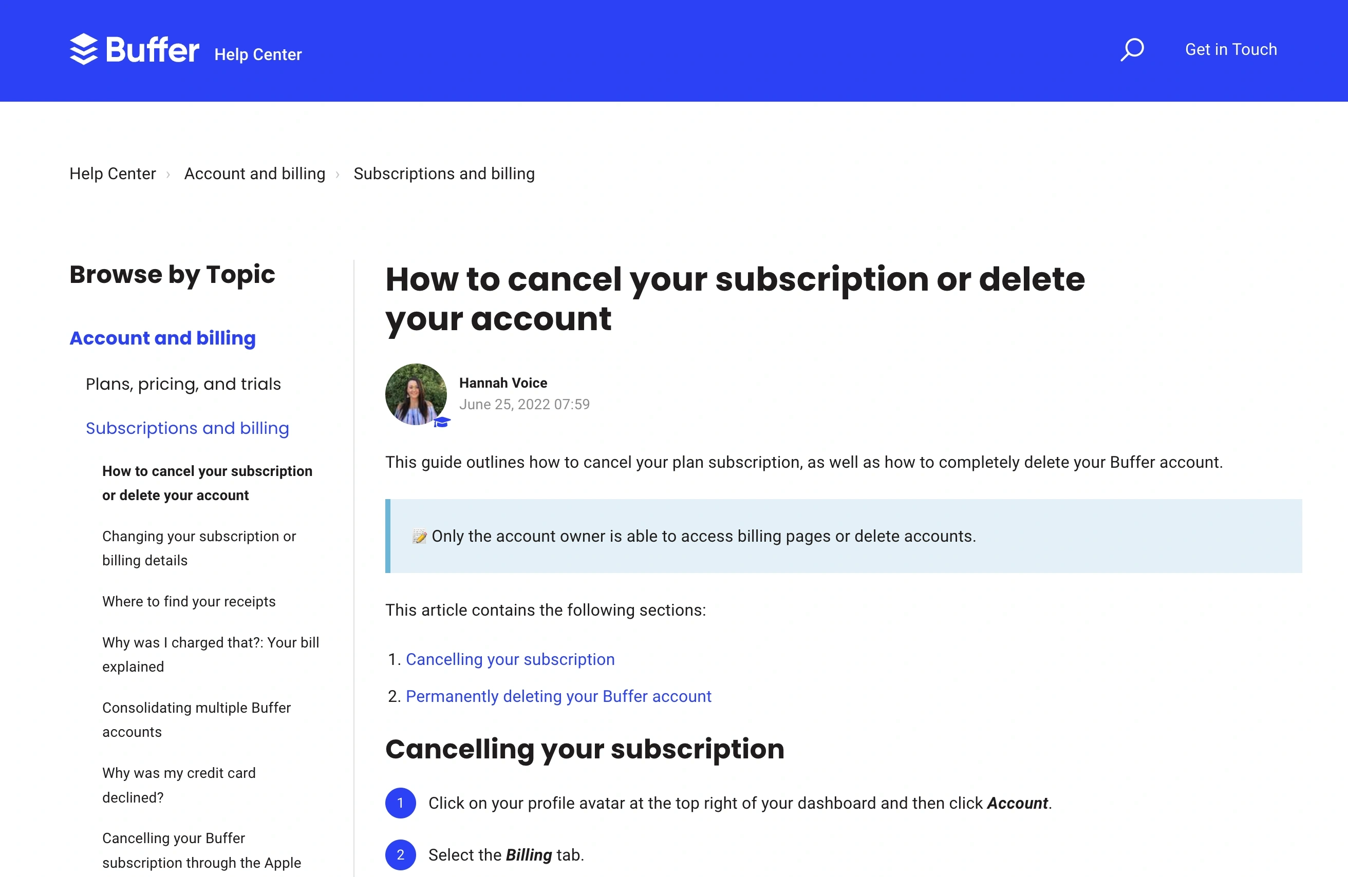 Buffer cancelation