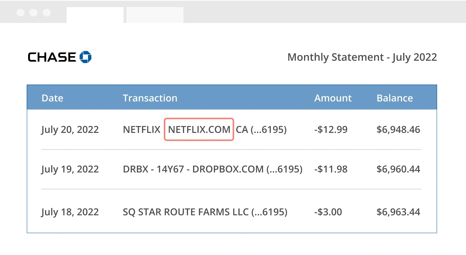 Billing descriptor example
