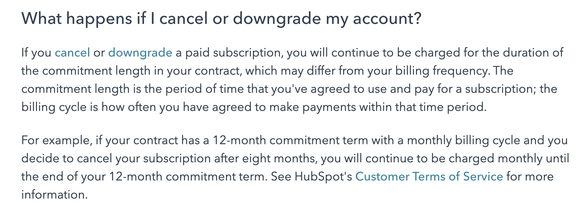 Hubspot cancelation policy