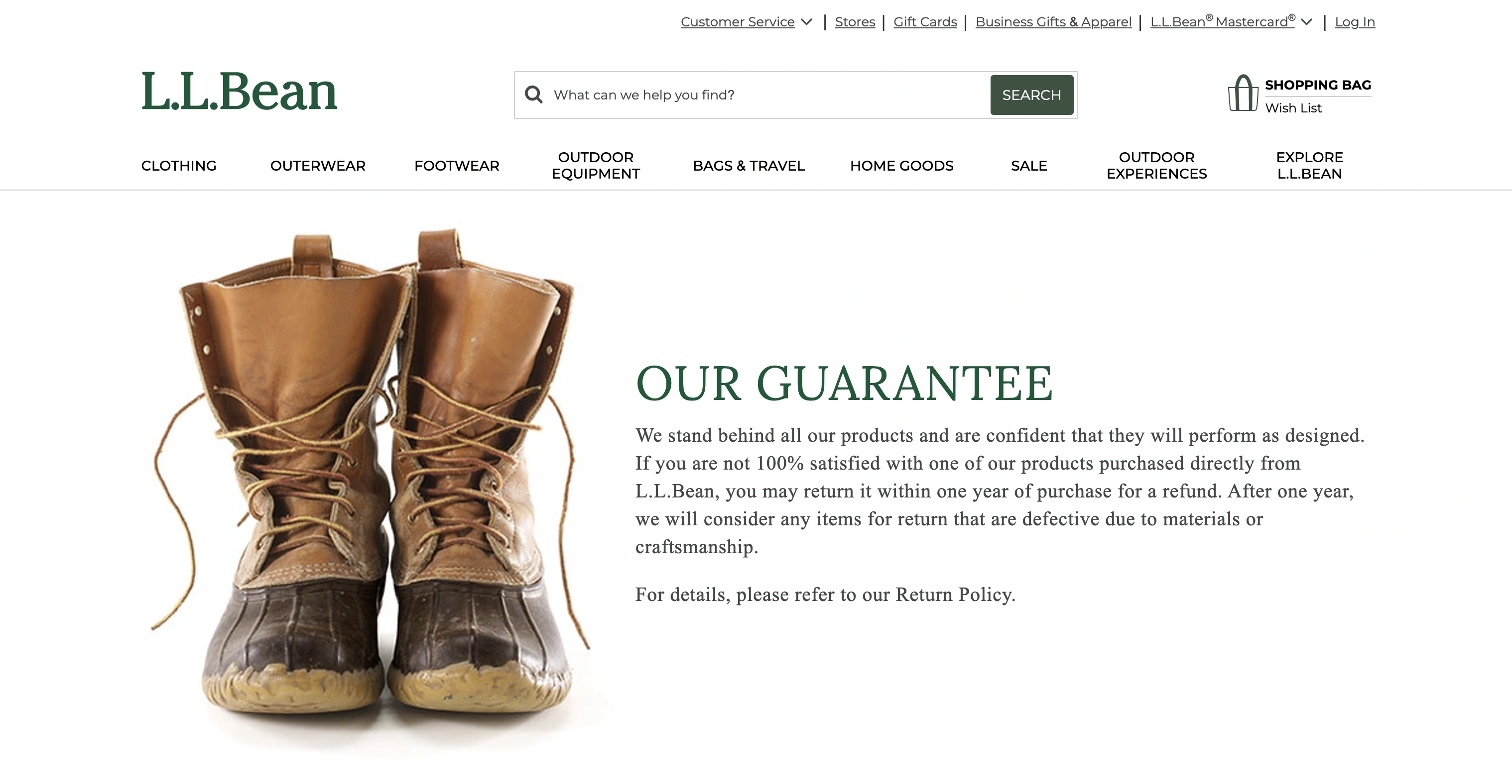 LL Bean refund policy